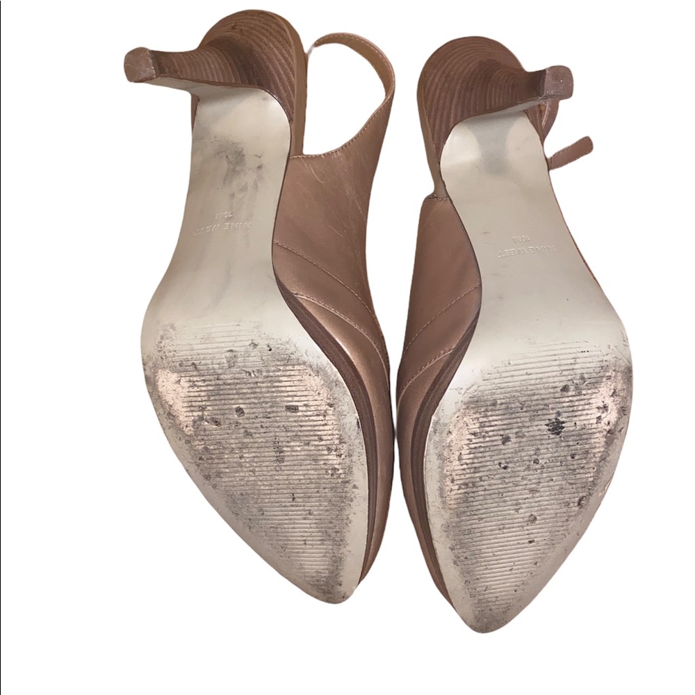 Size 10 Nine West Tan Leather 4” Heels - Picture 11 of 13